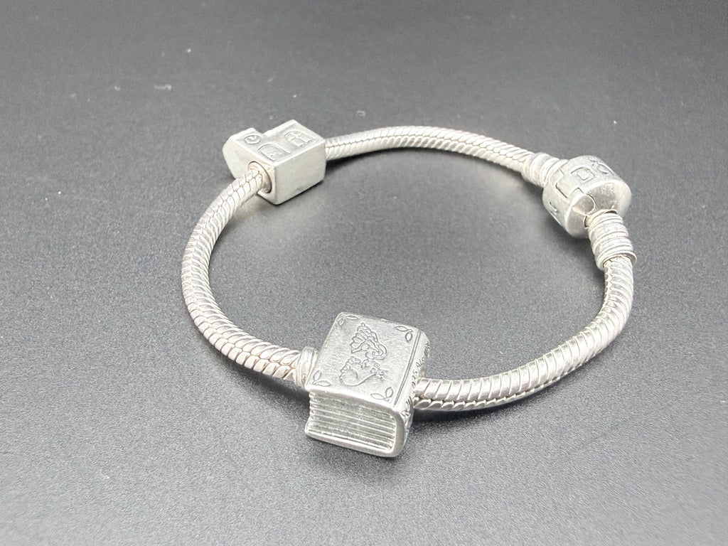 Pandora Sterling Silver Charm Bracelet with Two Charms 21.1g 925