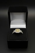 Effy 18ct White Gold Fancy Yellow Diamond Double Halo Ring Size O 1/2 4.9g