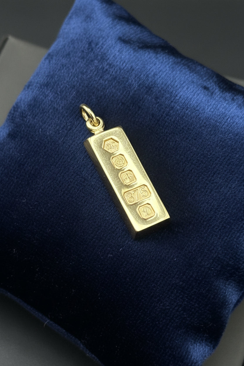 Solid 9ct Gold Ingot Pendant 7.8g 375 Hallmarked