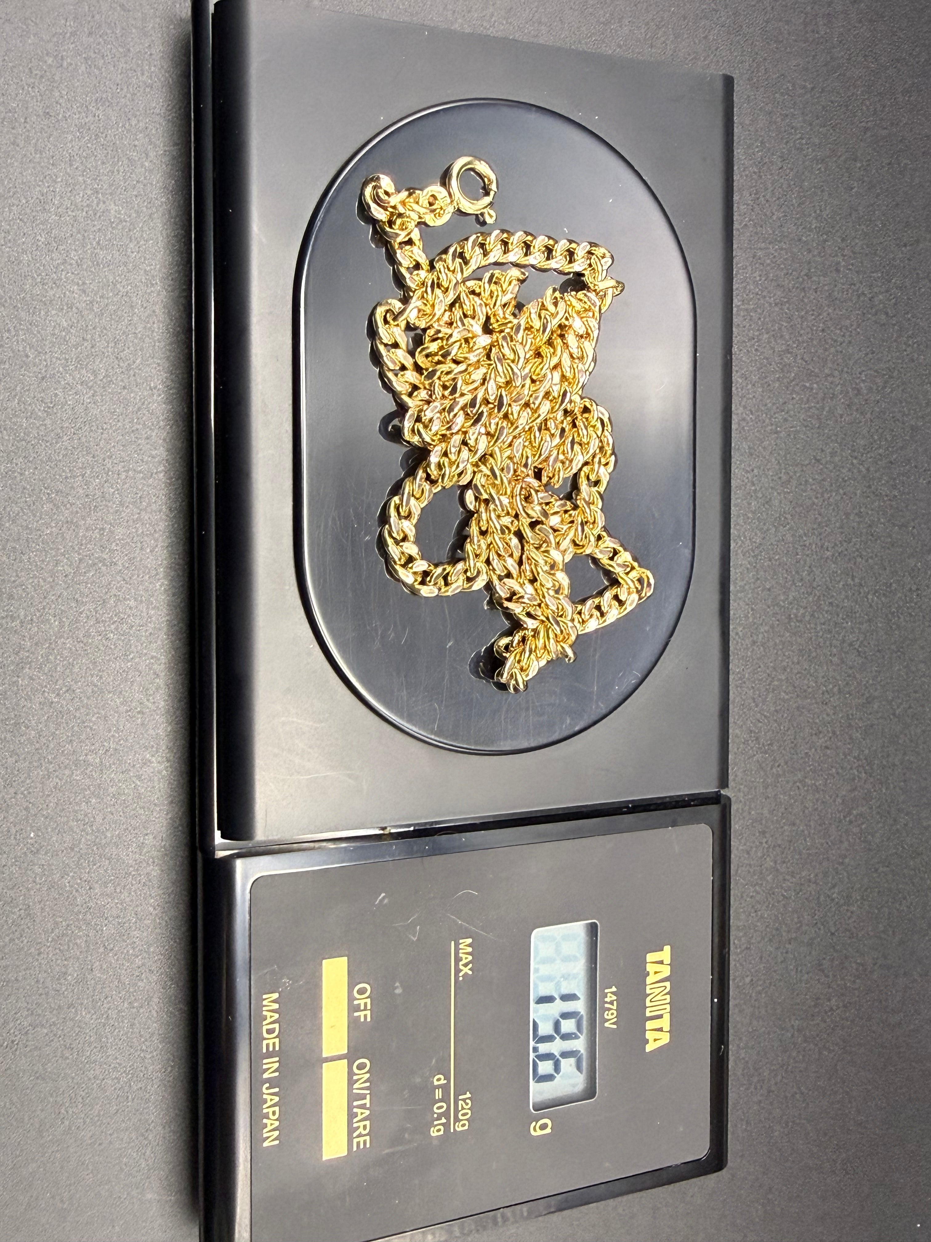 Solid 9ct Yellow Gold Italian Curb Chain Necklace 60cm 19.6g 375
