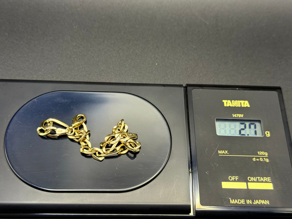 Solid 9ct Yellow Gold Figaro Bracelet 18cm 2.8g 375 Hallmarked