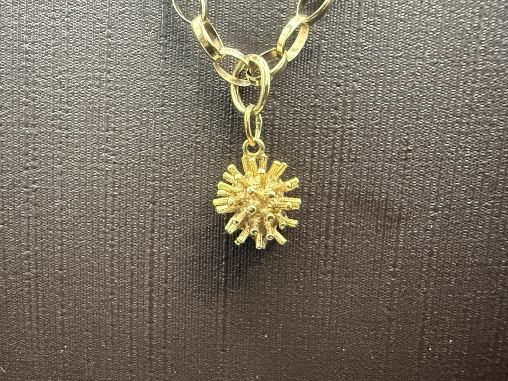 Solid 9ct Gold Belcher Necklace with Hedgehog Charm 52cm 6.3g 375 Sheffield