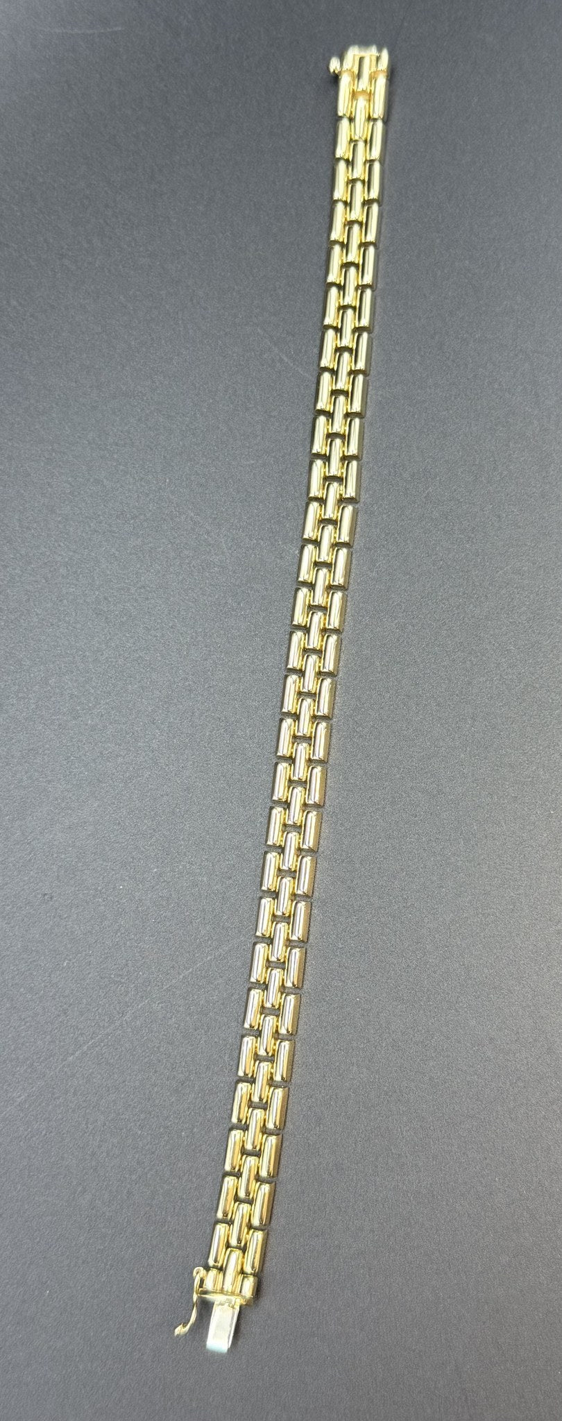 Solid 9ct Gold Italian Brick Link Bracelet 19cm 16.9g 375 Heavy Hallmarked