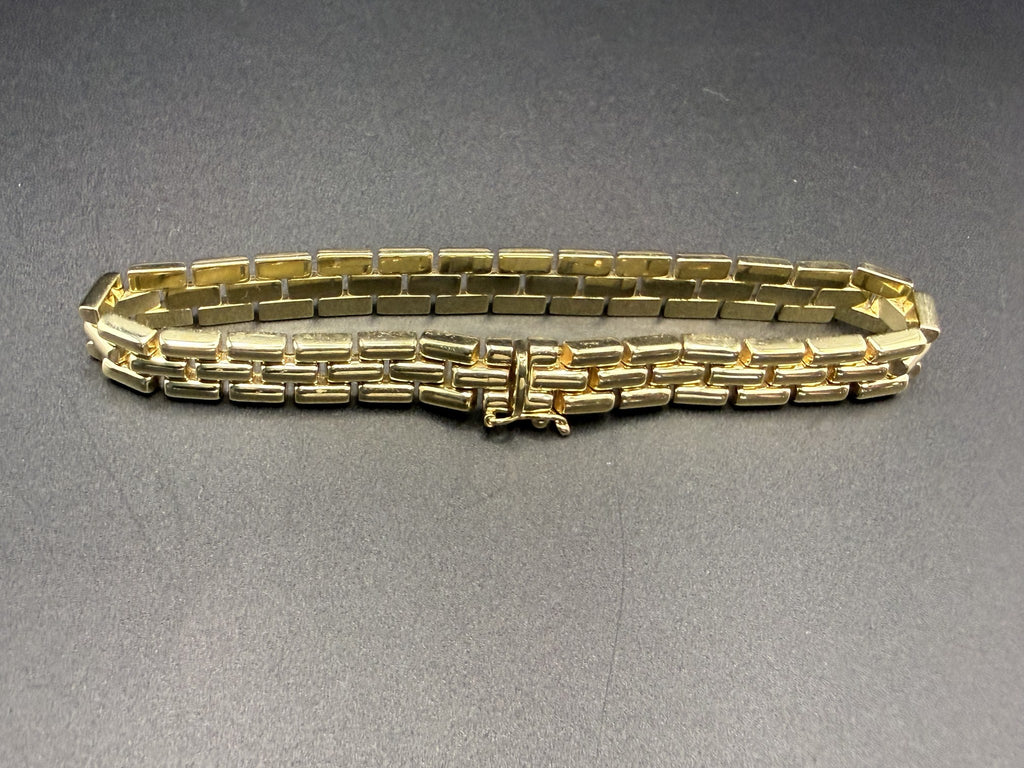 Solid 9ct Gold Italian Brick Link Bracelet 19cm 16.9g 375 Heavy Hallmarked