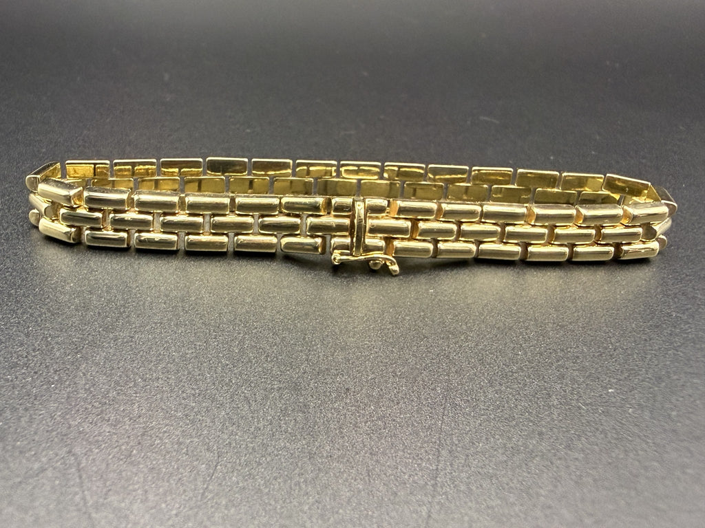 Solid 9ct Gold Italian Brick Link Bracelet 19cm 16.9g 375 Heavy Hallmarked