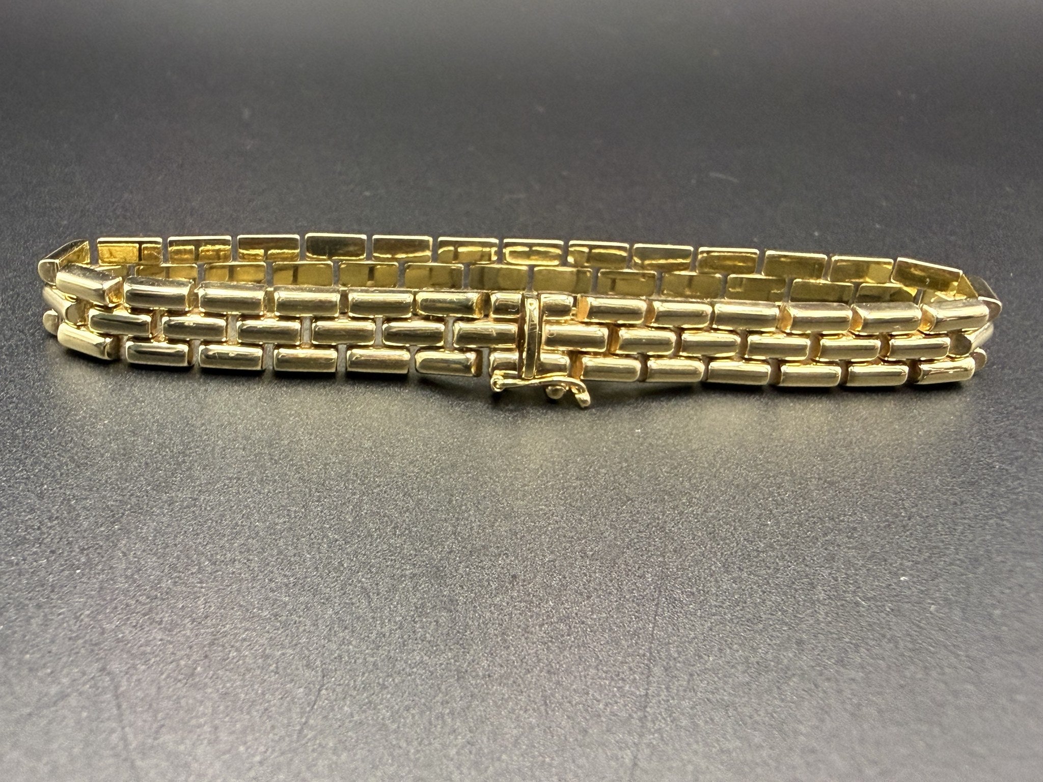 Solid 9ct Gold Italian Brick Link Bracelet 19cm 16.9g 375 Heavy Hallmarked