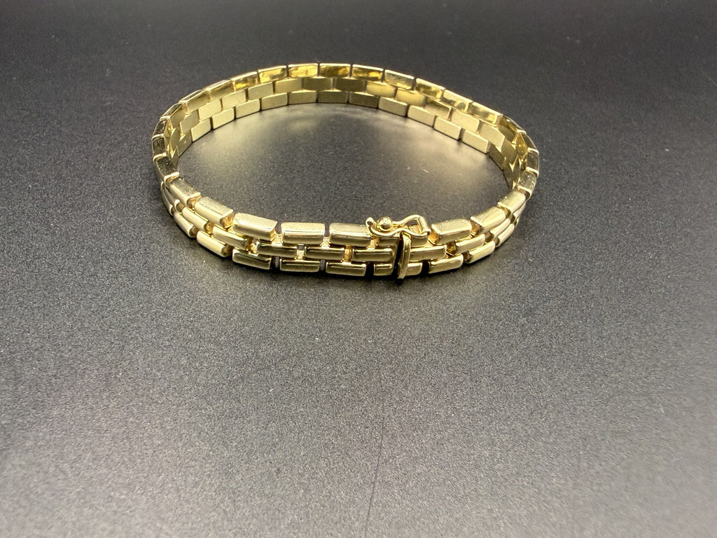 Solid 9ct Gold Italian Brick Link Bracelet 19cm 16.9g 375 Heavy Hallmarked