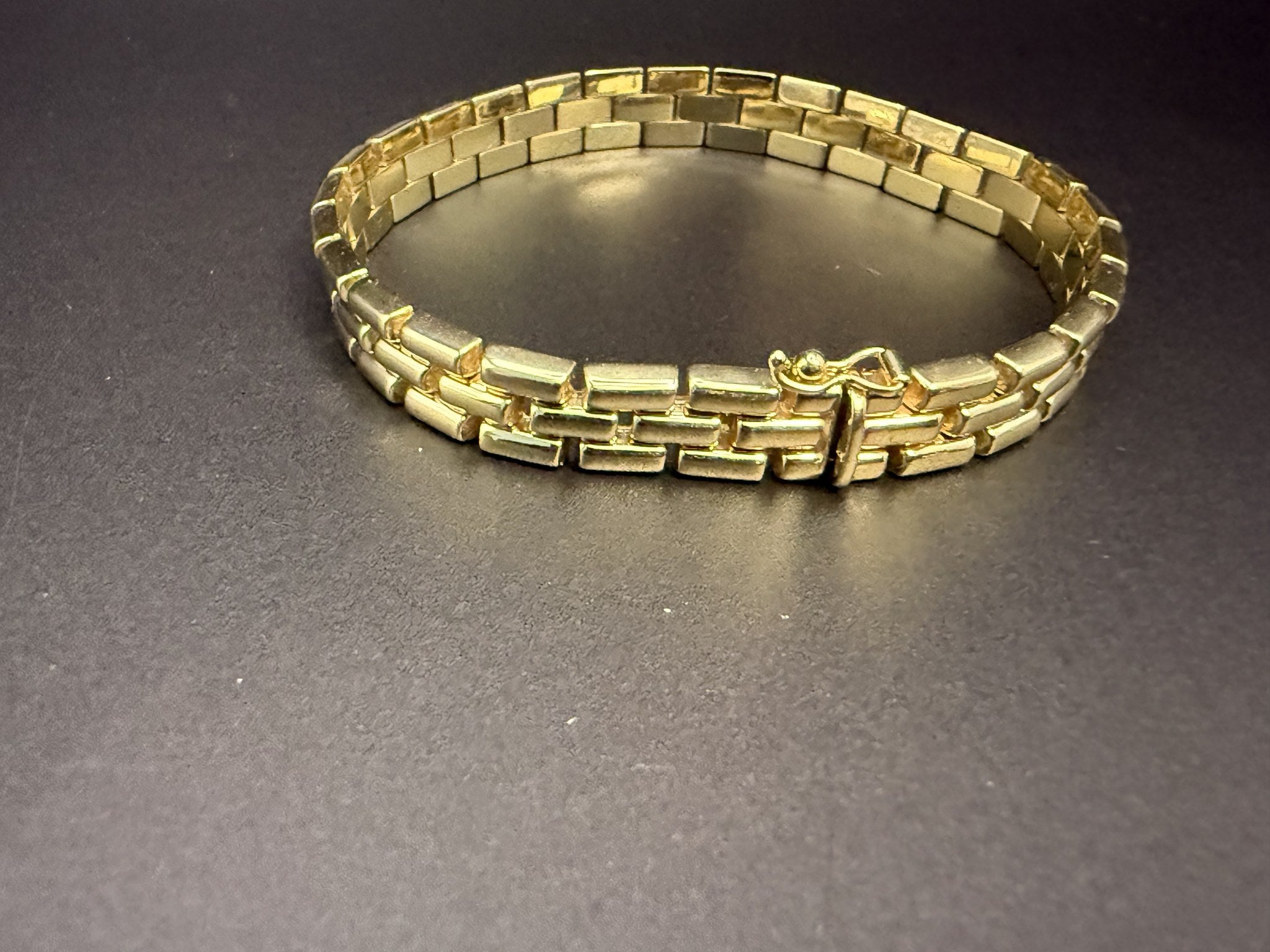 Solid 9ct Gold Italian Brick Link Bracelet 19cm 16.9g 375 Heavy Hallmarked