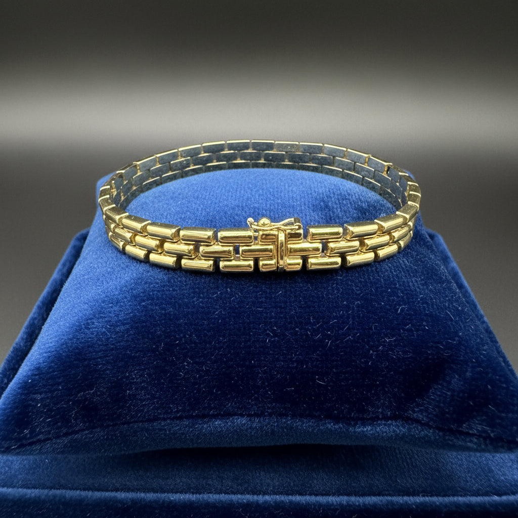 Solid 9ct Gold Italian Brick Link Bracelet 19cm 16.9g 375 Heavy Hallmarked