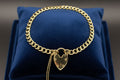 Solid 9ct Gold Curb Bracelet Heart Padlock Clasp 17cm 14.8g 375 Hallmarked