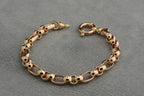 9ct yellow gold oval and hoop link bracelet, hallmarked