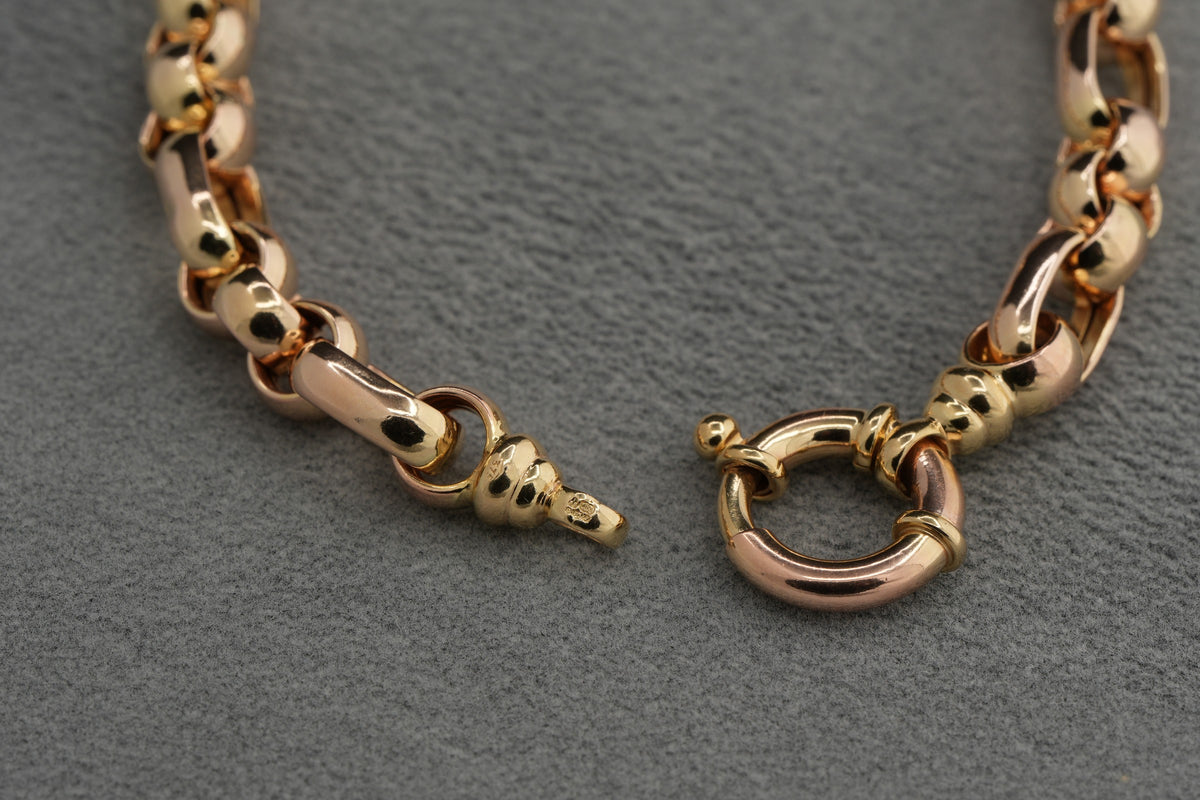 9ct yellow gold oval and hoop link bracelet, hallmarked