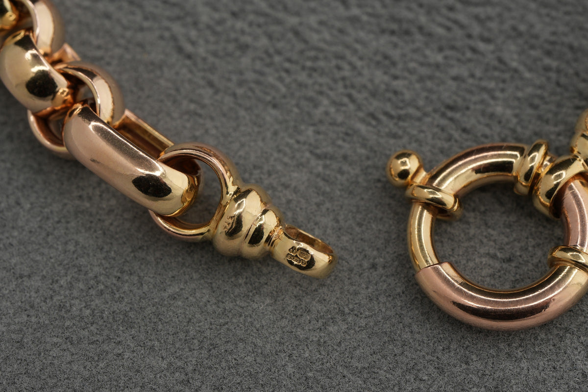 9ct yellow gold oval and hoop link bracelet, hallmarked