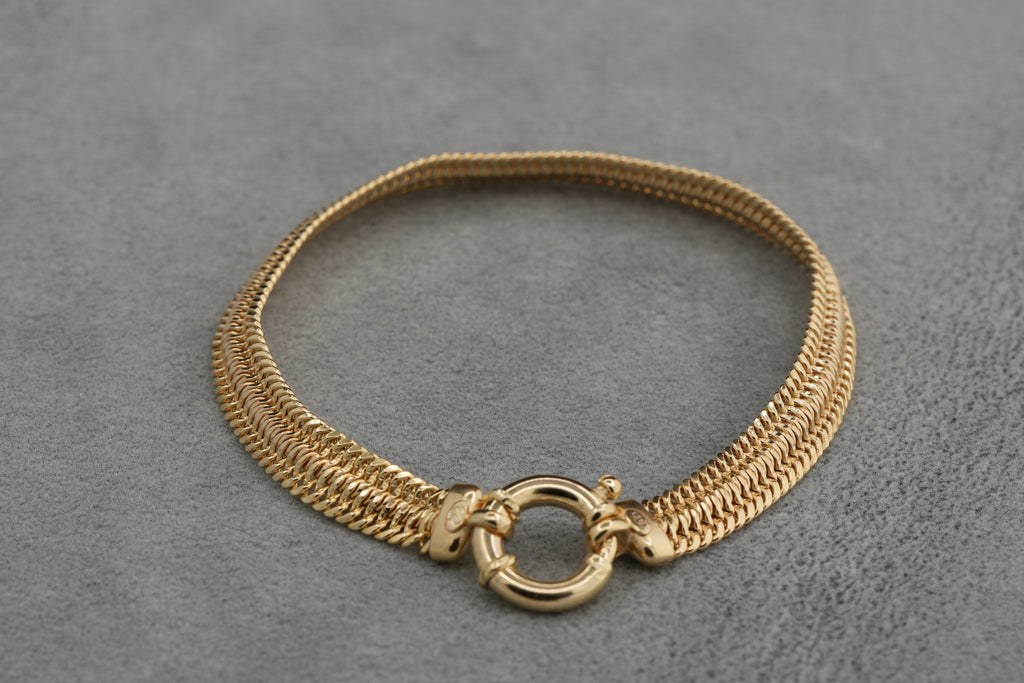 9ct yellow gold open mesh effect bracelet, Sheffield hallmarked