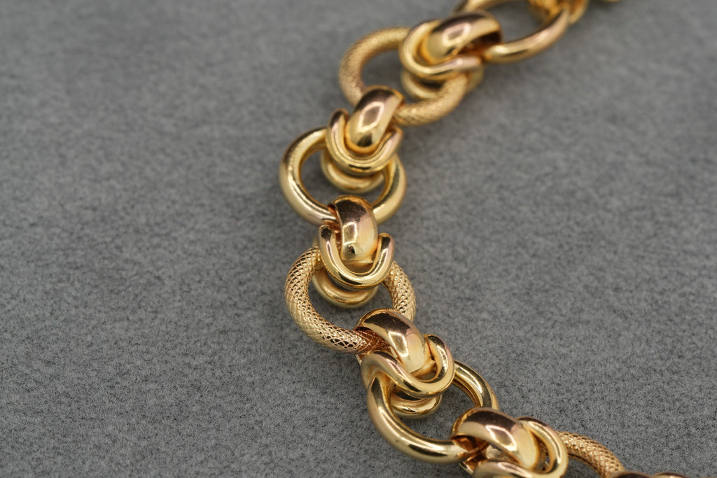 9ct Gold Textured Hoop Link Bracelet 19cm 13g 375 Sheffield Hallmarked Heavy