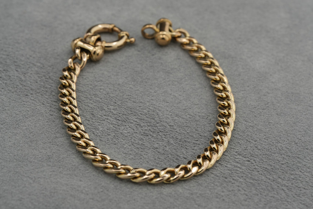9ct Gold Flat Link T-Bar Bracelet 19.5cm 9.8g 375 Birmingham Hallmarked Ladies