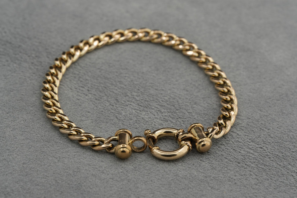 9ct Gold Flat Link T-Bar Bracelet 19.5cm 9.8g 375 Birmingham Hallmarked Ladies
