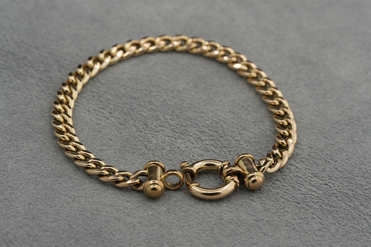 9ct Gold Flat Link T-Bar Bracelet 19.5cm 9.8g 375 Birmingham Hallmarked Ladies