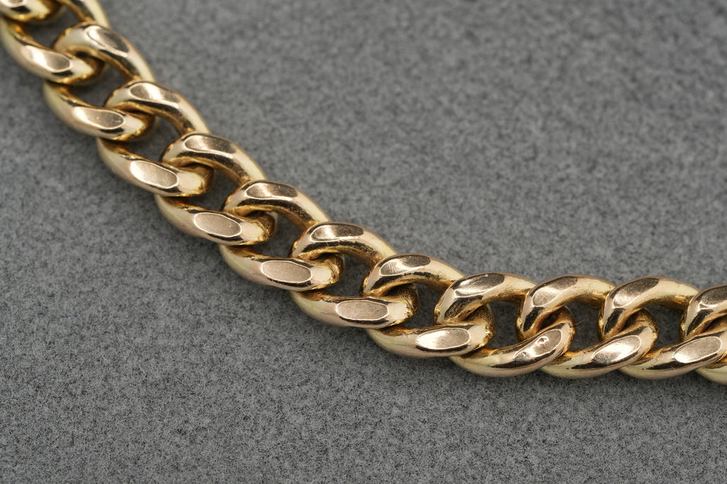 9ct Gold Flat Link T-Bar Bracelet 19.5cm 9.8g 375 Birmingham Hallmarked Ladies