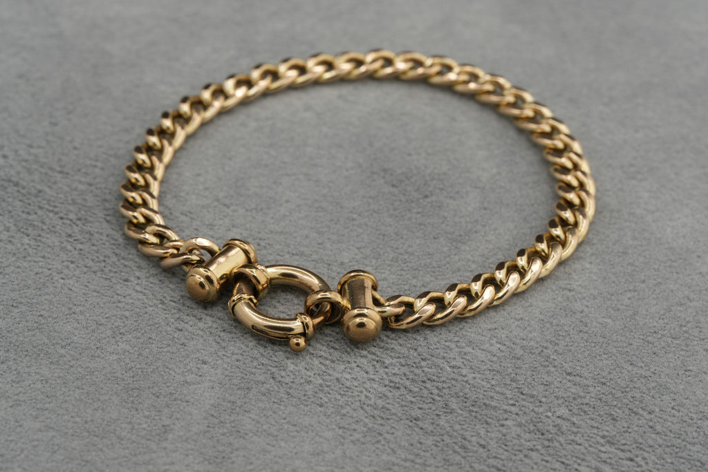 9ct Gold Flat Link T-Bar Bracelet 19.5cm 9.8g 375 Birmingham Hallmarked Ladies