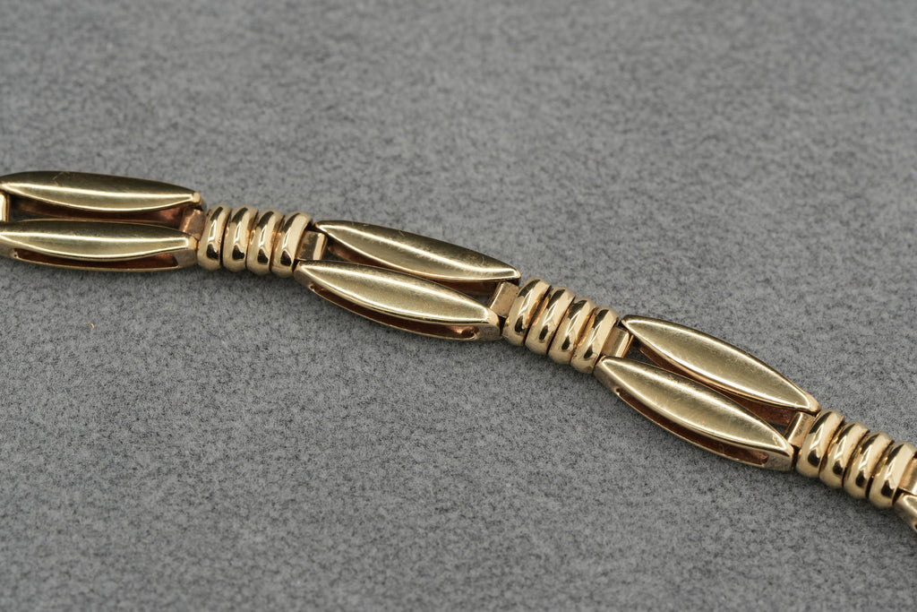 Solid 9ct Gold Coffee Bean Link Bracelet 18.5cm 9.8g 375 Hallmarked Ladies Gift