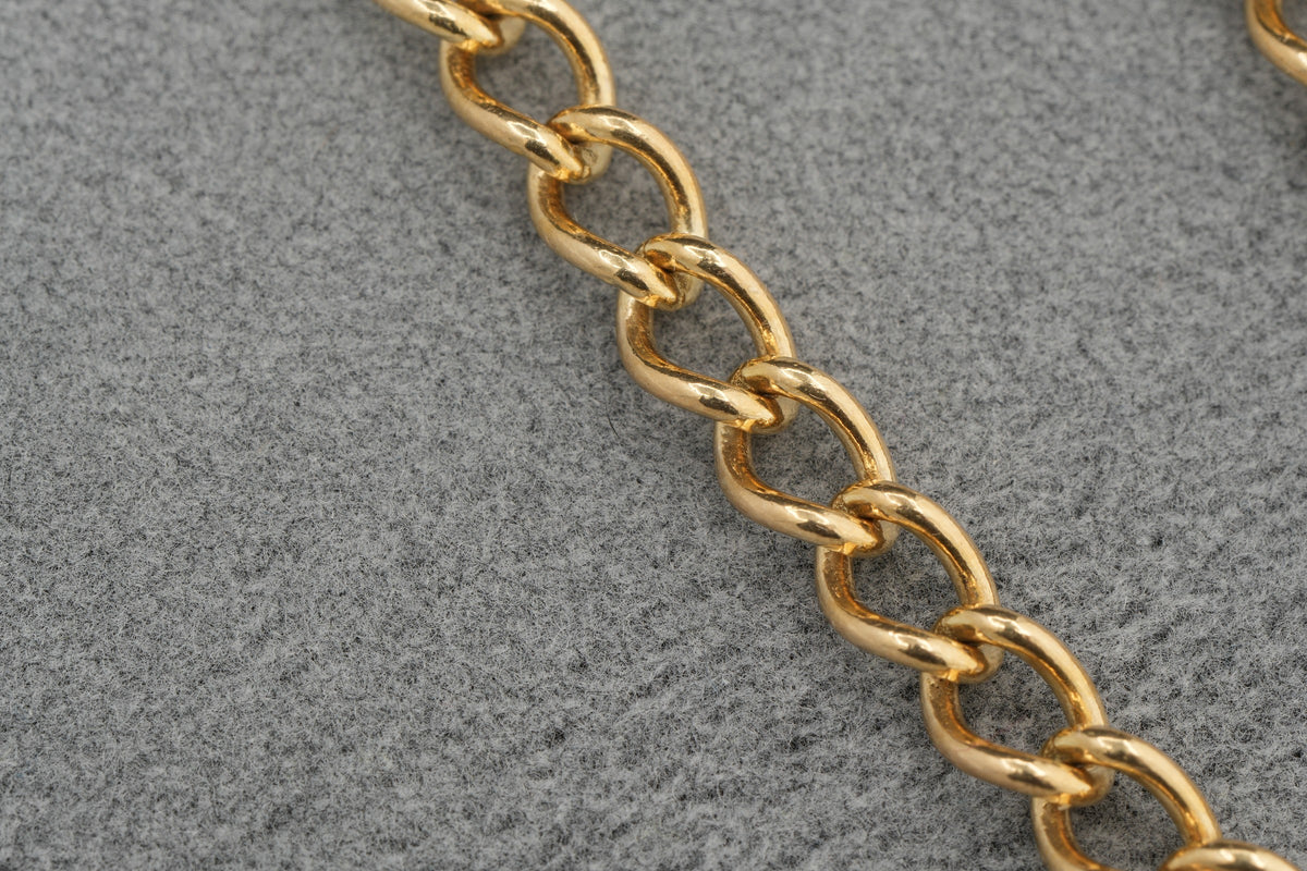 Solid 9ct Gold Flat Link Bracelet Padlock Clasp 18cm 9.5g 375 Hallmarked Ladies