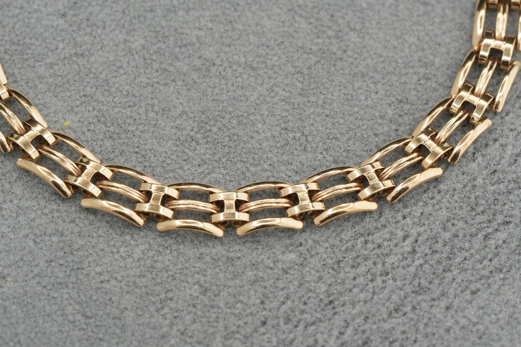 Solid 9ct Gold Gate Link Bracelet 19.5cm 5.3g 375 Birmingham Hallmarked Ladies