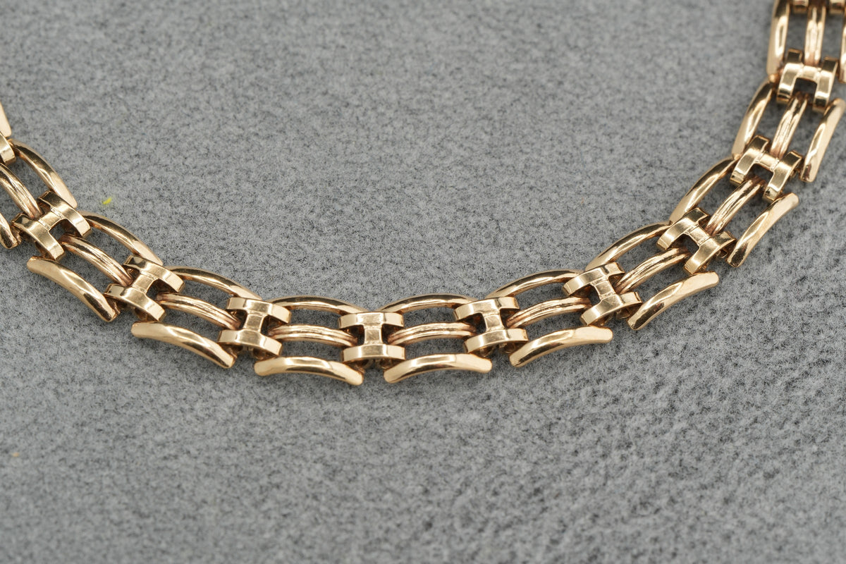 Solid 9ct Gold Gate Link Bracelet 19.5cm 5.3g 375 Birmingham Hallmarked Ladies