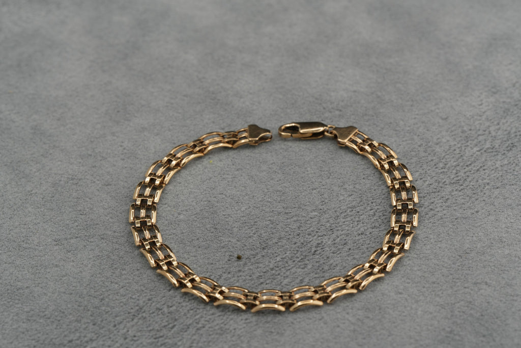 Solid 9ct Gold Gate Link Bracelet 19.5cm 5.3g 375 Birmingham Hallmarked Ladies
