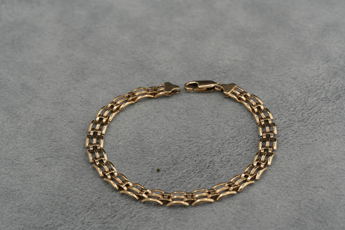 Solid 9ct Gold Gate Link Bracelet 19.5cm 5.3g 375 Birmingham Hallmarked Ladies
