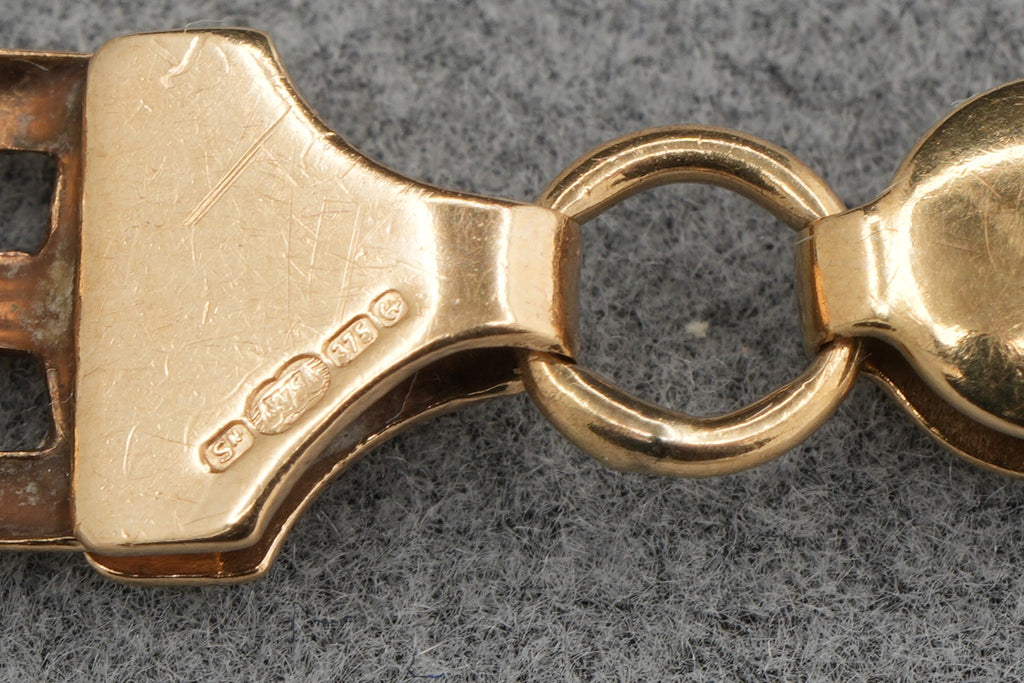 Solid 9ct Gold Gate Link Bracelet 19.5cm 5.3g 375 Birmingham Hallmarked Ladies