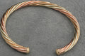 9ct Tricolour Gold Twist Effect Bangle 8.1g 375 Birmingham Hallmarked Ladies