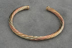 9ct Tricolour Gold Twist Effect Bangle 8.1g 375 Birmingham Hallmarked Ladies