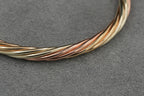 9ct Tricolour Gold Twist Effect Bangle 8.1g 375 Birmingham Hallmarked Ladies
