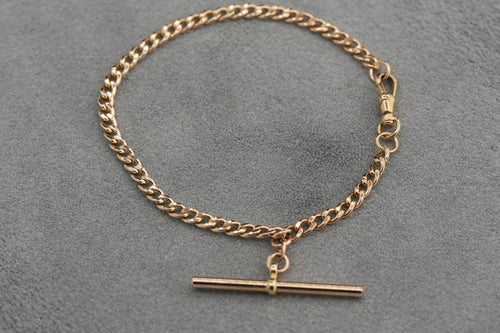 Solid 9ct Gold Flat Link Bracelet T-Bar 19.6cm 4.7g 375 Sheffield Hallmarked