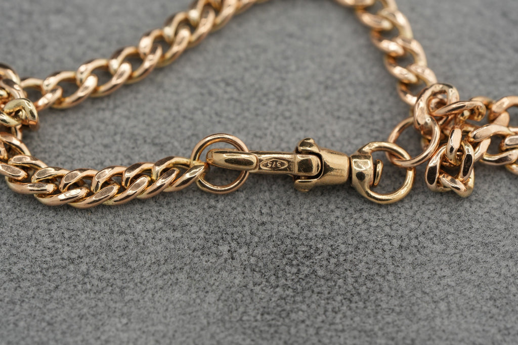 Solid 9ct Gold Flat Link Bracelet T-Bar 19.6cm 4.7g 375 Sheffield Hallmarked