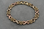 9ct Tricolour Gold Fancy Link Bracelet 18.7cm 13.6g 375 Sheffield Hallmarked