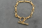 14ct Gold Hay Bale Link Bracelet 19.5cm 7.8g 585 T-Bar Hallmarked Ladies