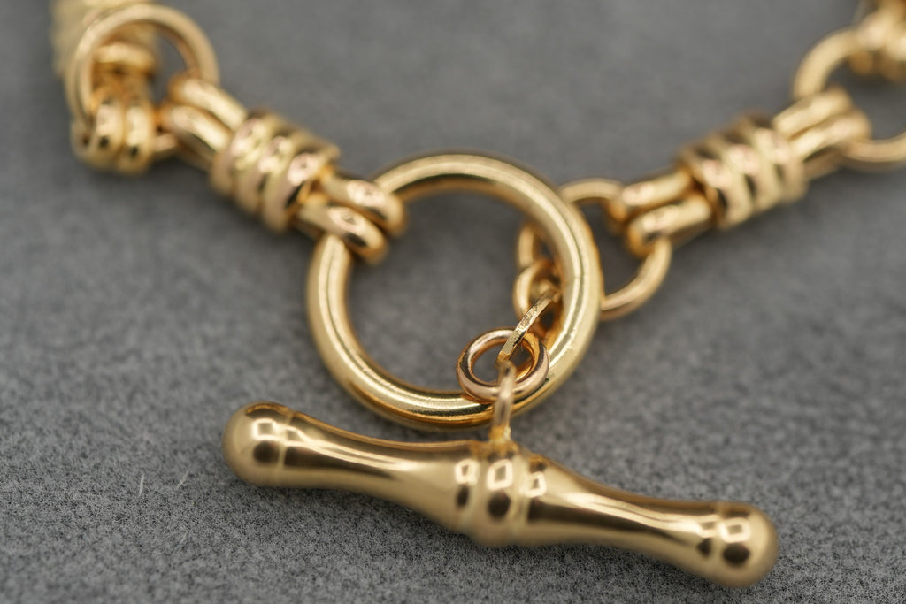 14ct Gold Hay Bale Link Bracelet 19.5cm 7.8g 585 T-Bar Hallmarked Ladies