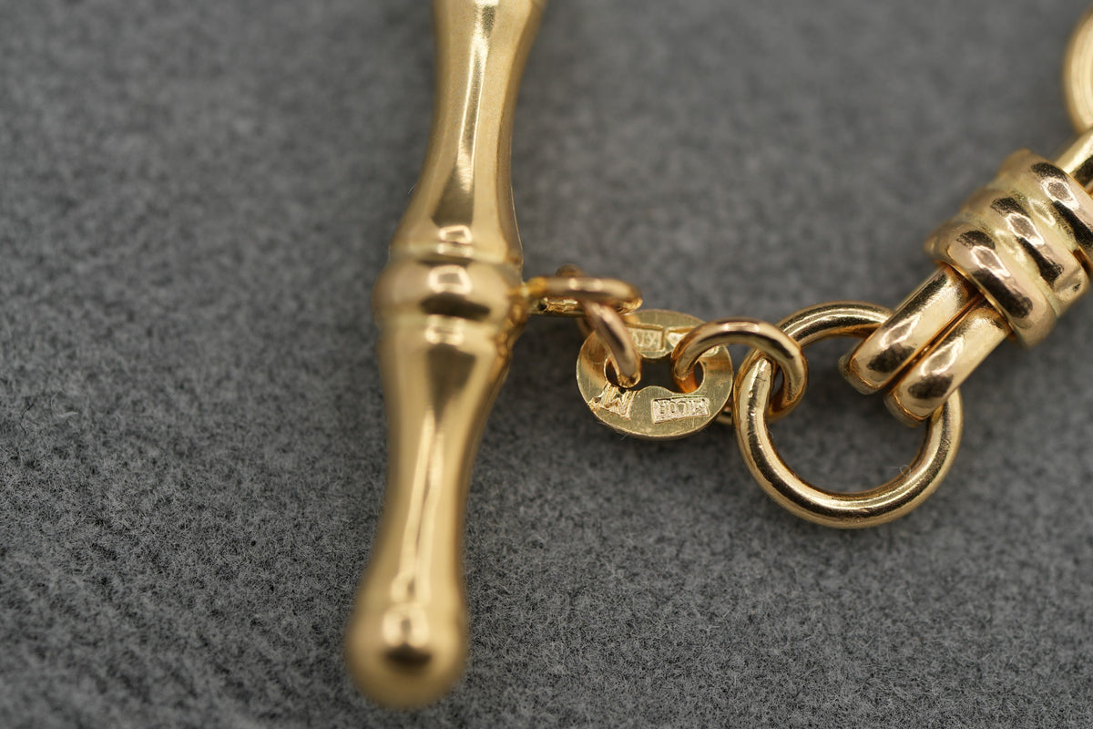 14ct Gold Hay Bale Link Bracelet 19.5cm 7.8g 585 T-Bar Hallmarked Ladies