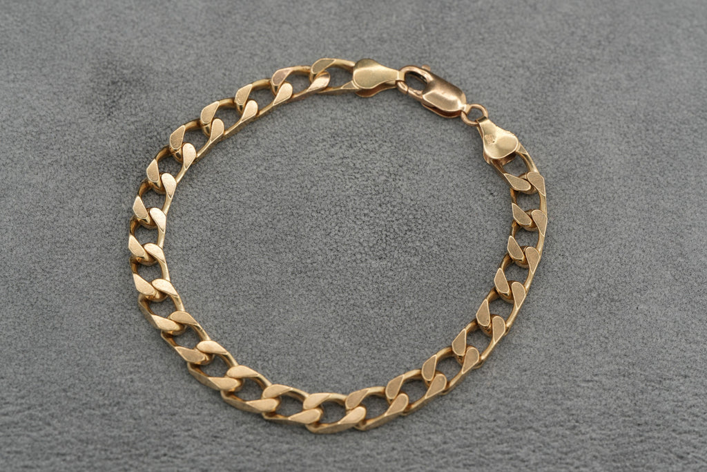 Solid 9ct Yellow Gold Curb Bracelet 18.5cm 13.3g 375 Heavy Mens Hallmarked