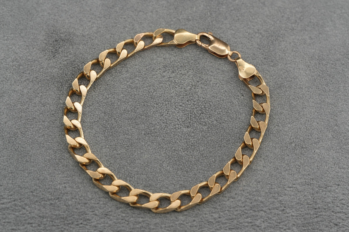 Solid 9ct Yellow Gold Curb Bracelet 18.5cm 13.3g 375 Heavy Mens Hallmarked