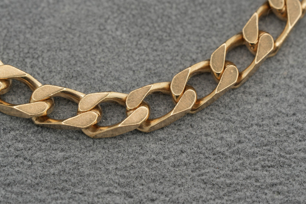 Solid 9ct Yellow Gold Curb Bracelet 18.5cm 13.3g 375 Heavy Mens Hallmarked