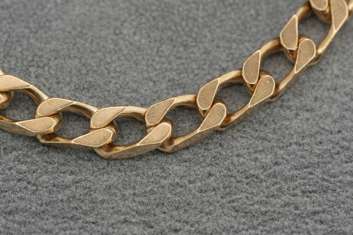 Solid 9ct Yellow Gold Curb Bracelet 18.5cm 13.3g 375 Heavy Mens Hallmarked