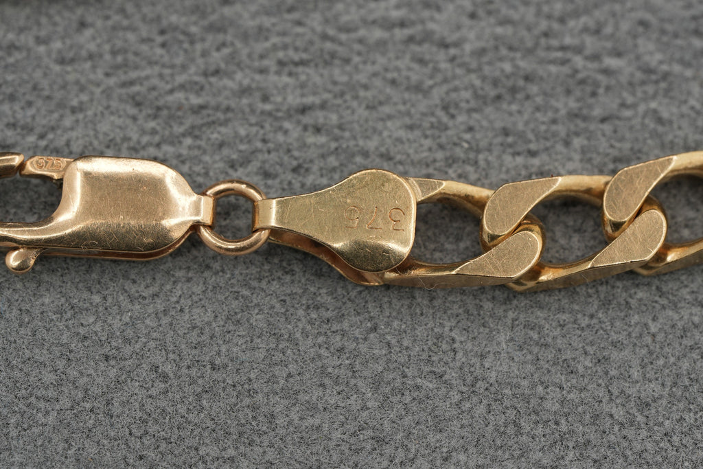 Solid 9ct Yellow Gold Curb Bracelet 18.5cm 13.3g 375 Heavy Mens Hallmarked