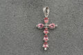 9ct white gold padparadscha sapphire and diamond cross pendant