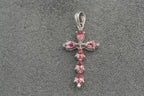 9ct white gold padparadscha sapphire and diamond cross pendant