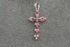 9ct white gold padparadscha sapphire and diamond cross pendant
