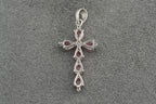 9ct white gold padparadscha sapphire and diamond cross pendant