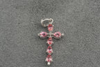 9ct white gold padparadscha sapphire and diamond cross pendant
